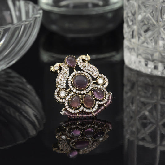Purple Color American Diamond Finger Ring