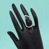 Navy Blue Color American Diamond Finger Ring