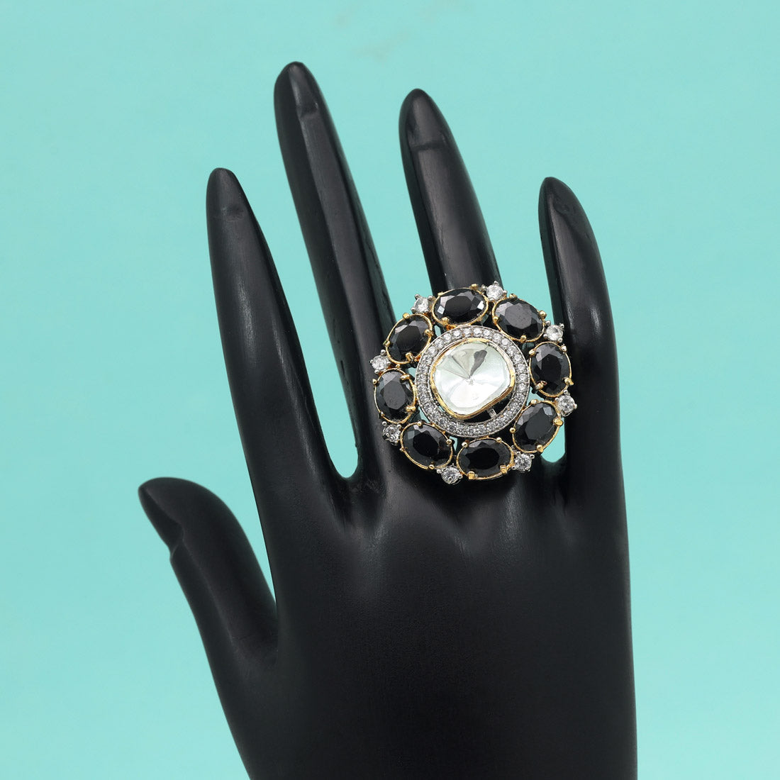 Black Color American Diamond Finger Ring
