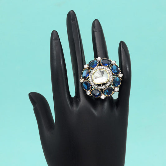 Blue Color American Diamond Finger Ring