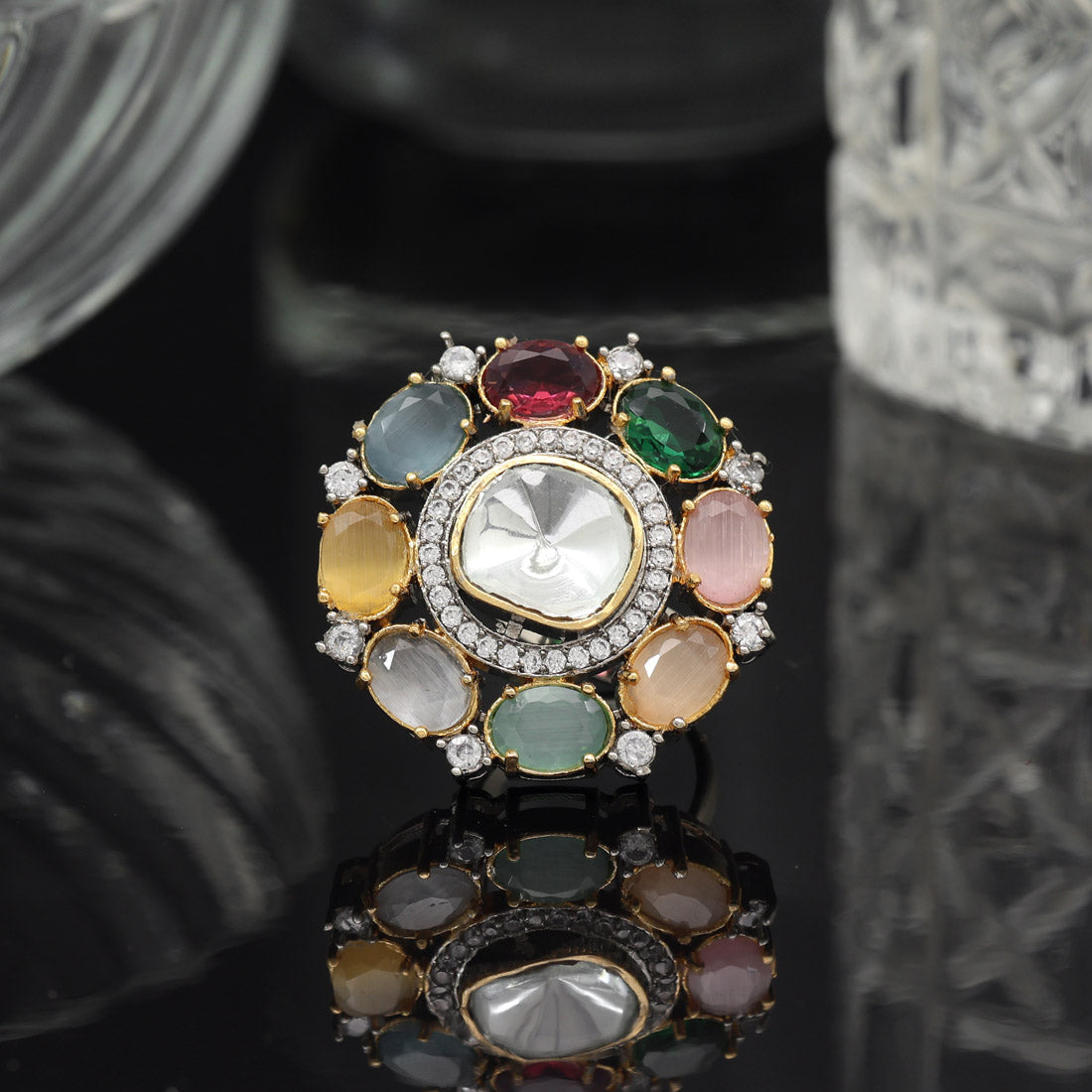 Multi Color American Diamond Finger Ring