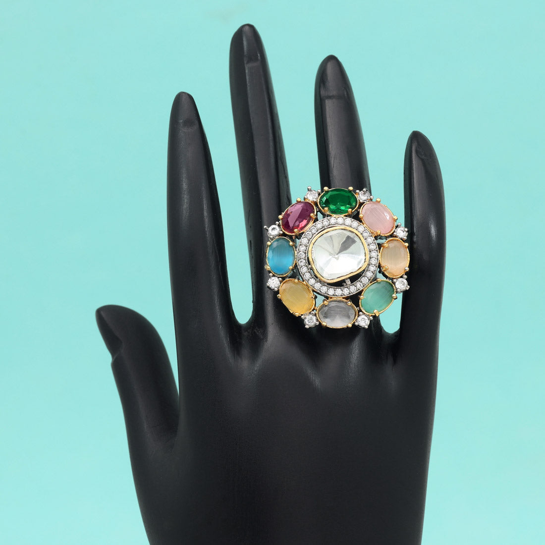 Multi Color American Diamond Finger Ring