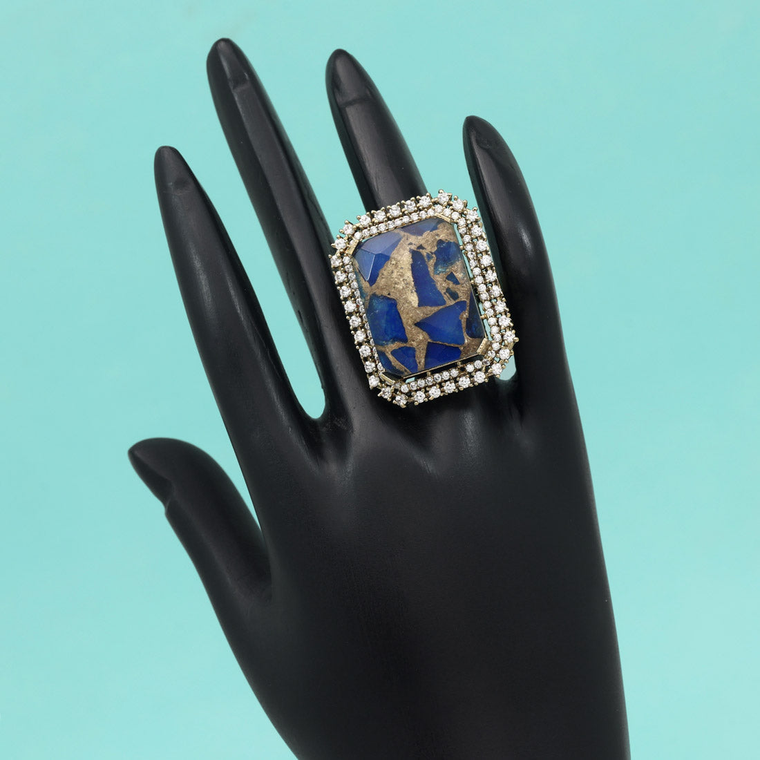 Blue Color American Diamond Finger Ring