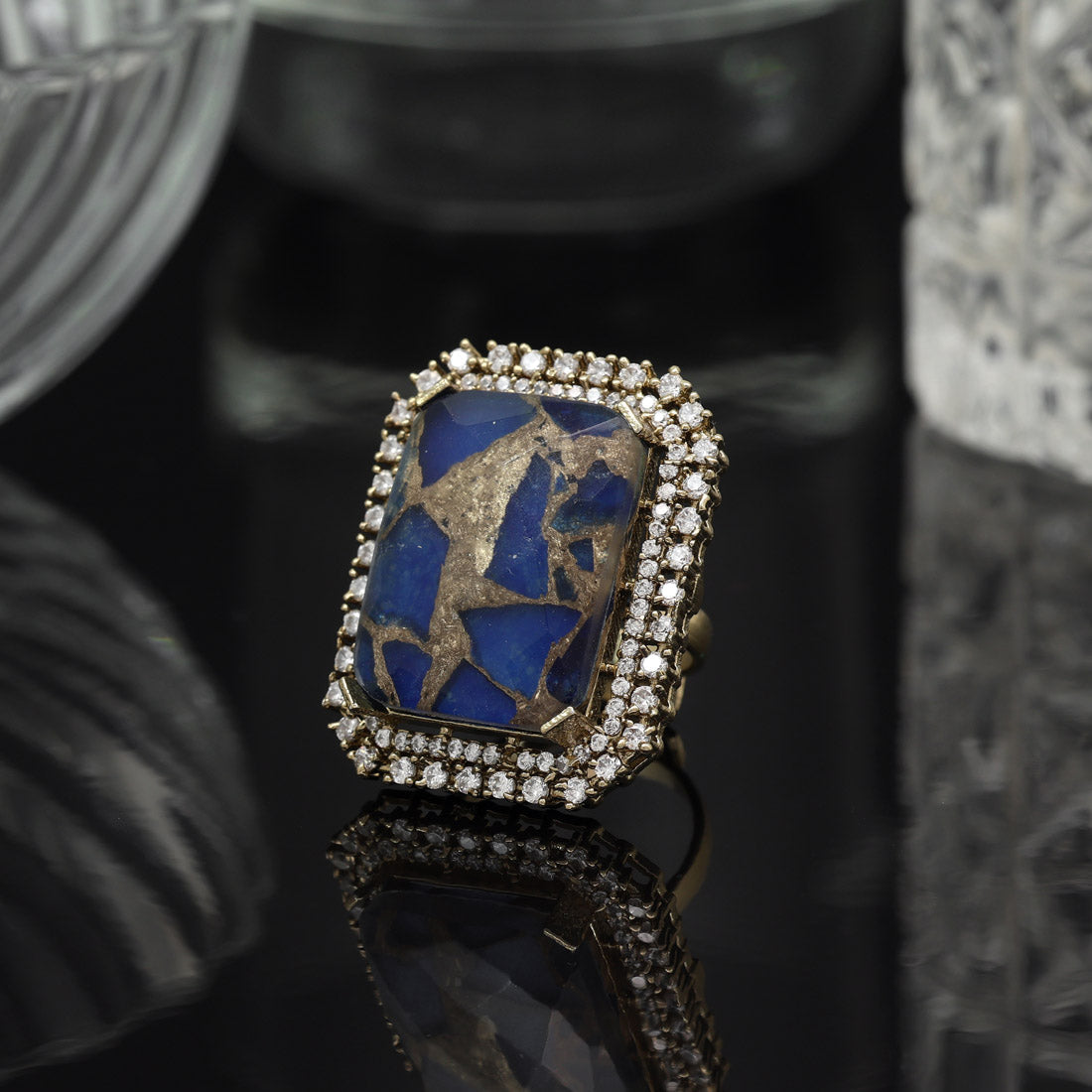Blue Color American Diamond Finger Ring
