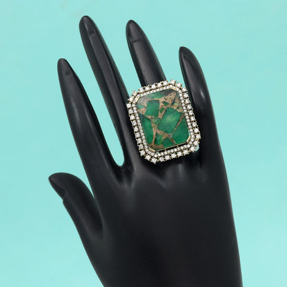 Green Color American Diamond Finger Ring