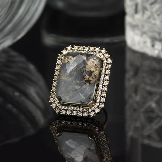 Grey Color American Diamond Finger Ring
