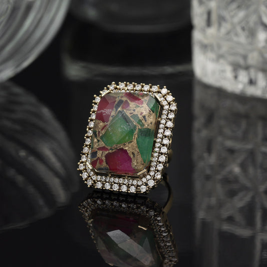 Multi Color American Diamond Finger Ring