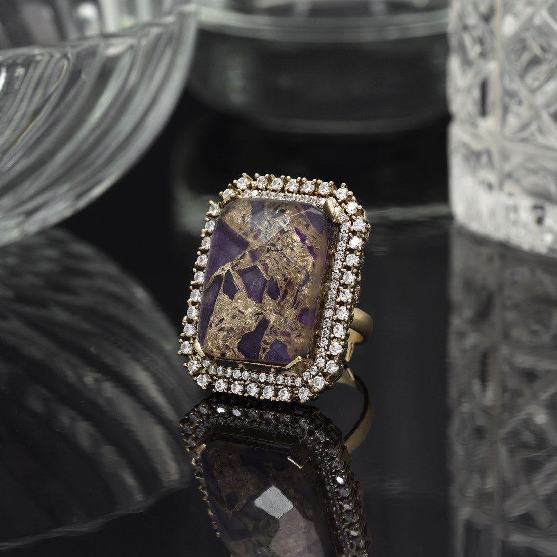 Purple Color American Diamond Finger Ring