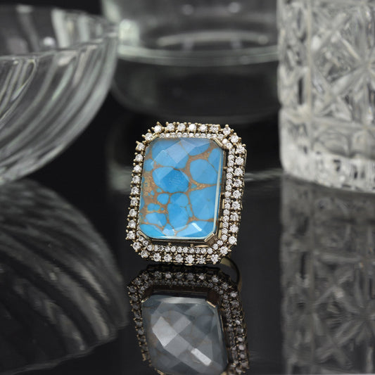 Sky Blue Color American Diamond Finger Ring