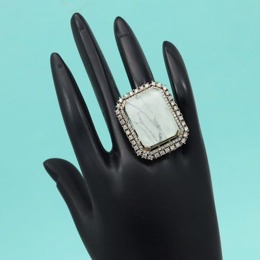 White Color American Diamond Finger Ring