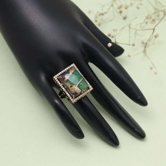 Multi Color American Diamond Finger Ring