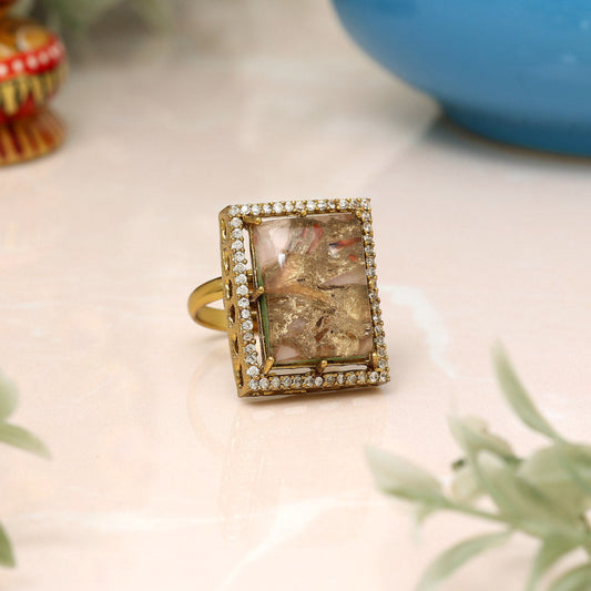 Pink Color American Diamond Finger Ring