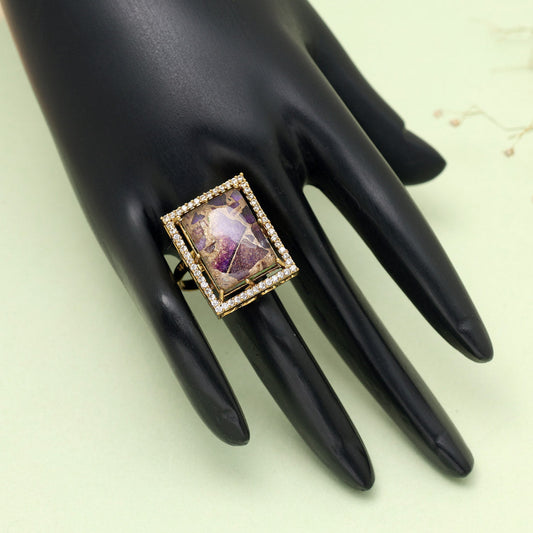 Purple Color American Diamond Finger Ring