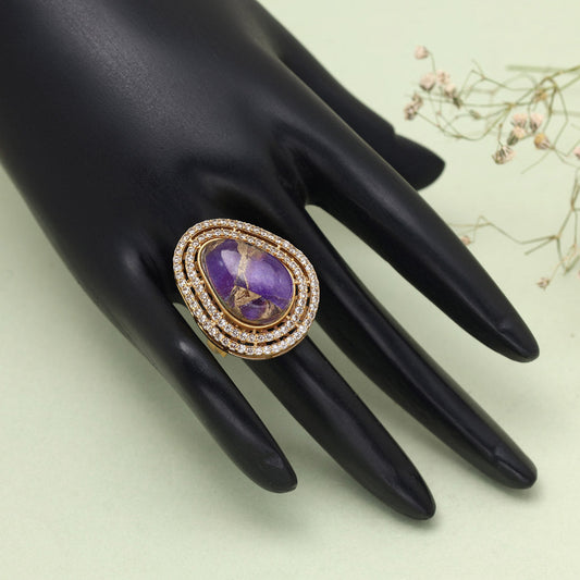 Purple Color American Diamond Finger Ring