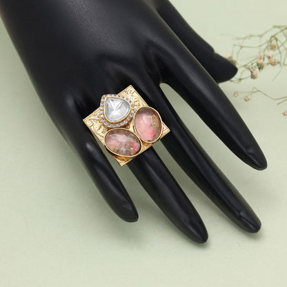 Pink Color American Diamond Finger Ring