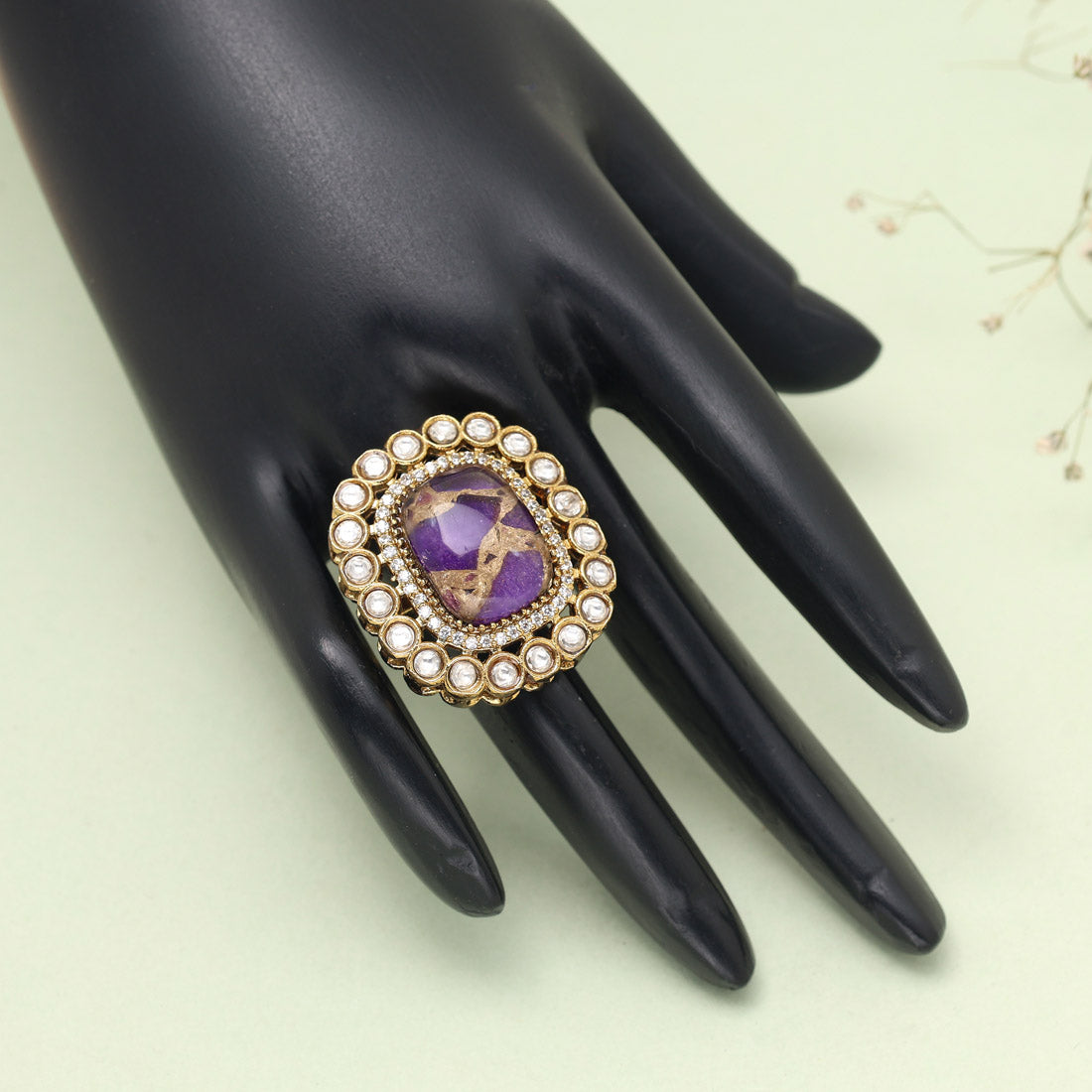 Purple Color American Diamond Finger Ring