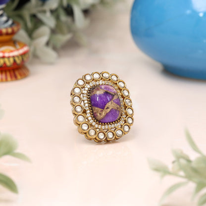 Purple Color American Diamond Finger Ring