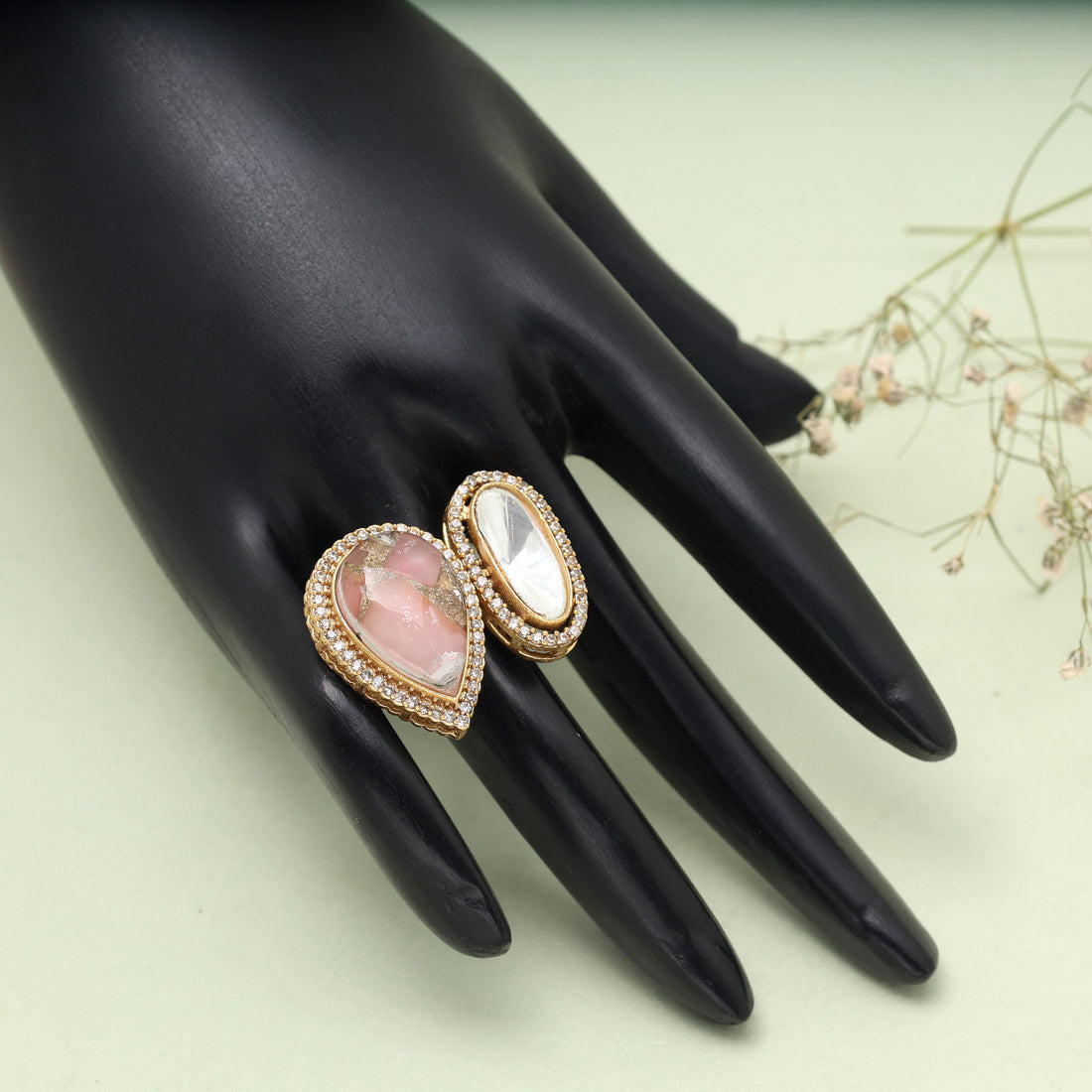 Pink Color American Diamond Finger Ring
