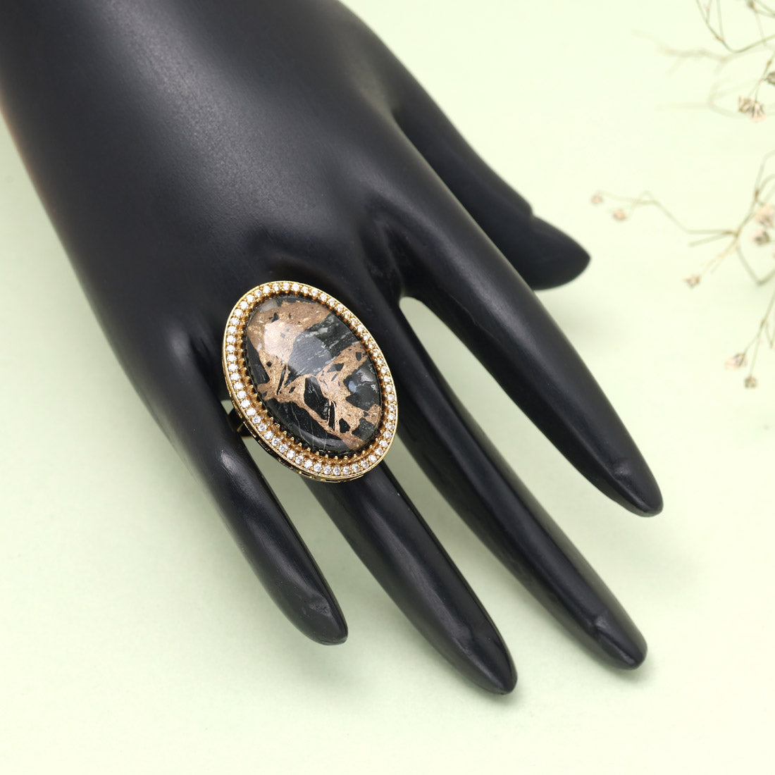 Black Color American Diamond Finger Ring