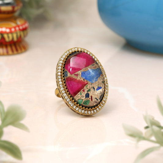 Multi Color American Diamond Finger Ring