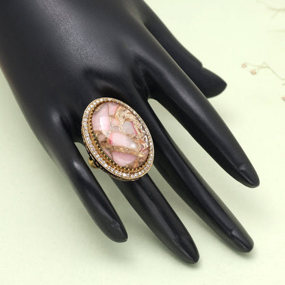 Pink Color American Diamond Finger Ring