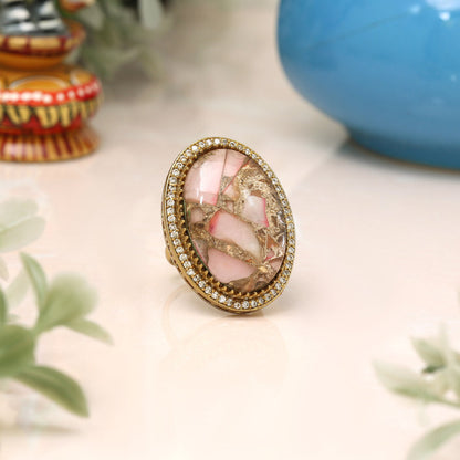 Pink Color American Diamond Finger Ring