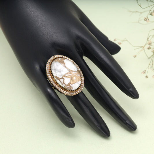 White Color American Diamond Finger Ring