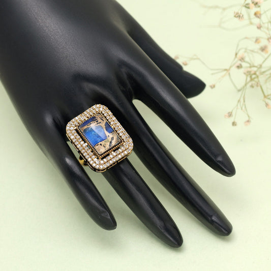 Blue Color American Diamond Finger Ring