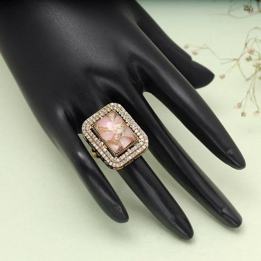 Pink Color American Diamond Finger Ring
