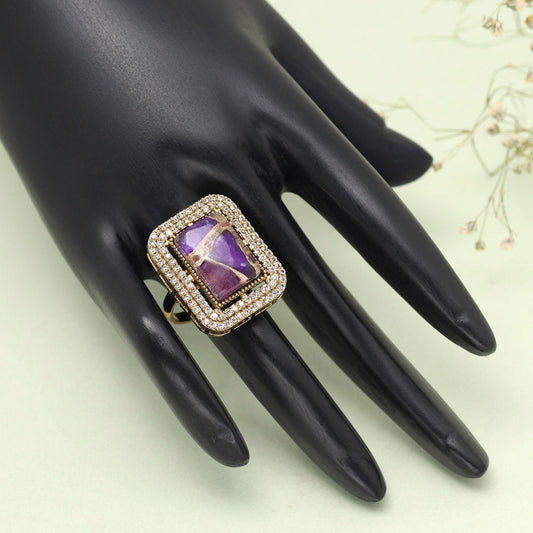 Purple Color American Diamond Finger Ring
