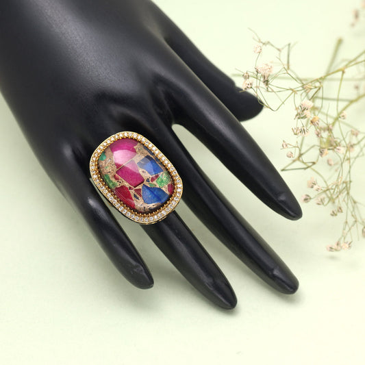 Multi Color American Diamond Finger Ring