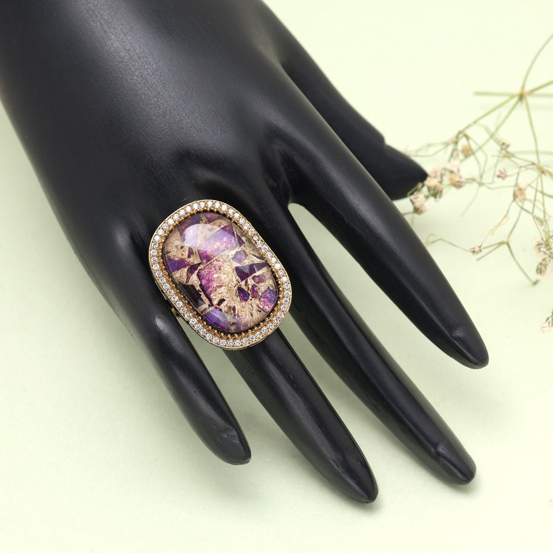 Purple Color American Diamond Finger Ring