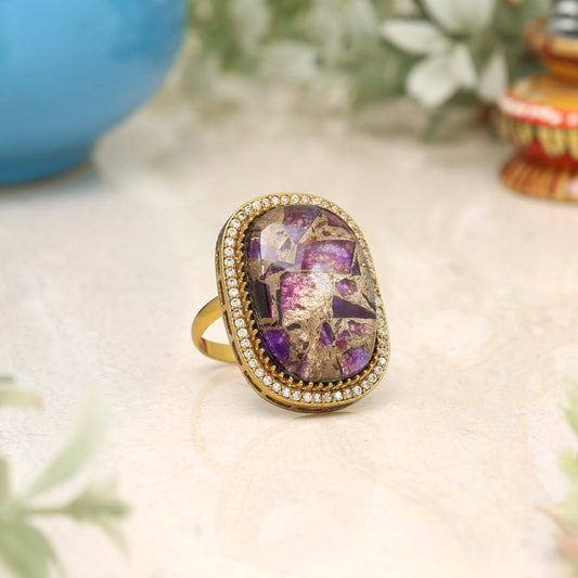 Purple Color American Diamond Finger Ring