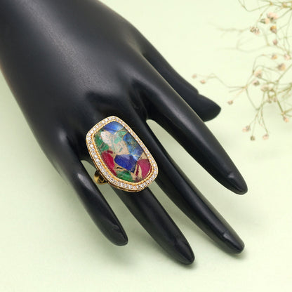 Multi Color American Diamond Finger Ring