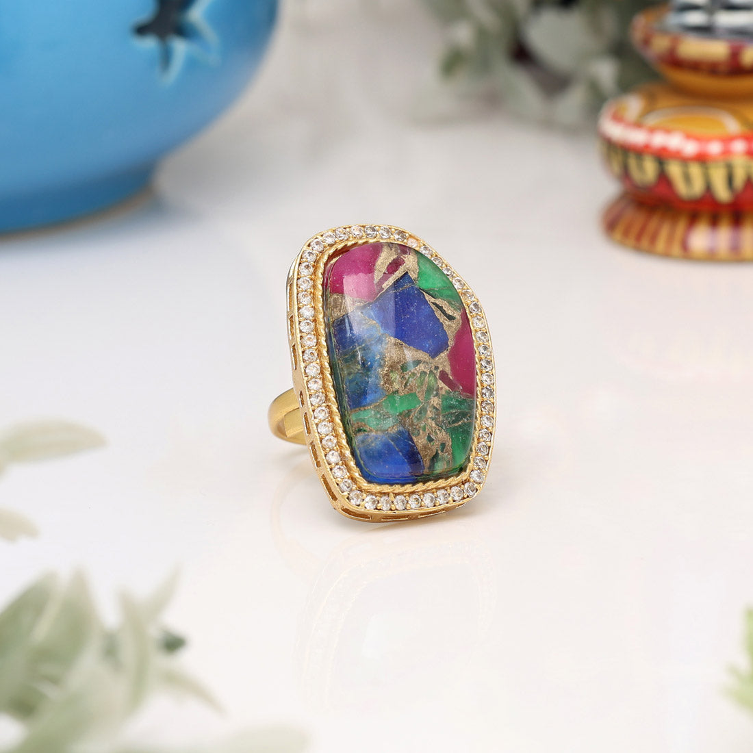 Multi Color American Diamond Finger Ring