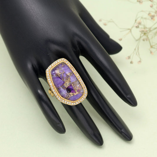 Purple Color American Diamond Finger Ring