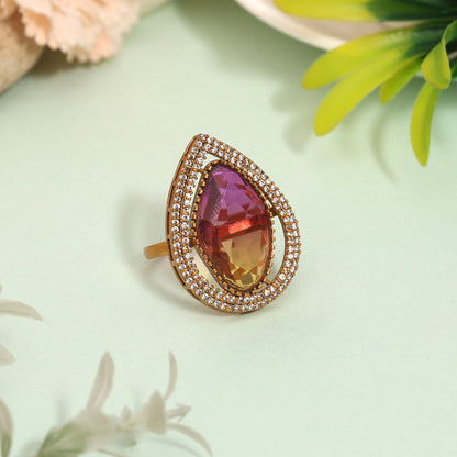 Stunning Purple Color American Diamond Finger Ring For Special Occasions