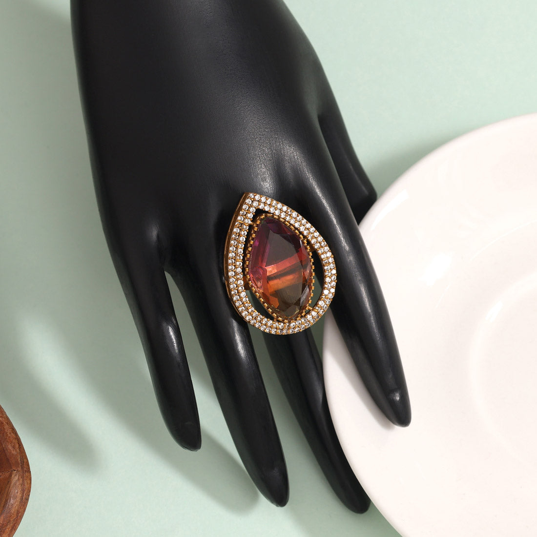 Stunning Purple Color American Diamond Finger Ring For Special Occasions