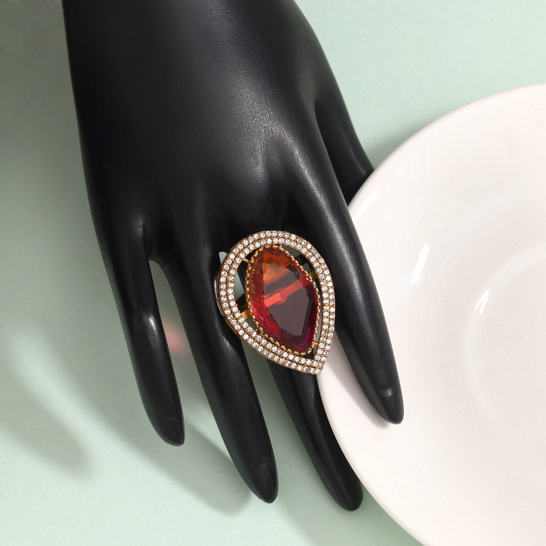Royal Rani Color American Diamond Finger Ring For Stylish Looks