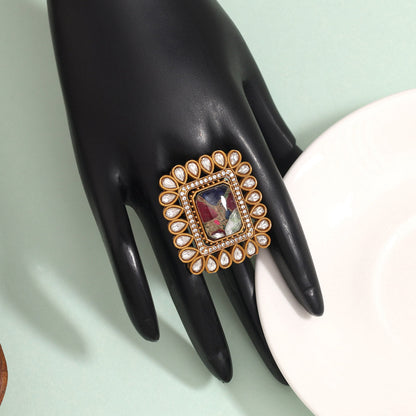 Unique Multi Color American Diamond Finger Ring With Elegant Stones