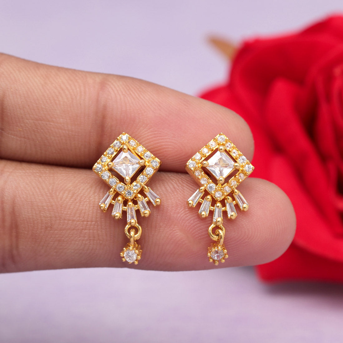 White Color American Diamond Stud Earrings Combo Of 3 Pairs (ADSE181CMB)
