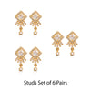 White Color American Diamond Stud Earrings Combo Of 3 Pairs (ADSE181CMB)