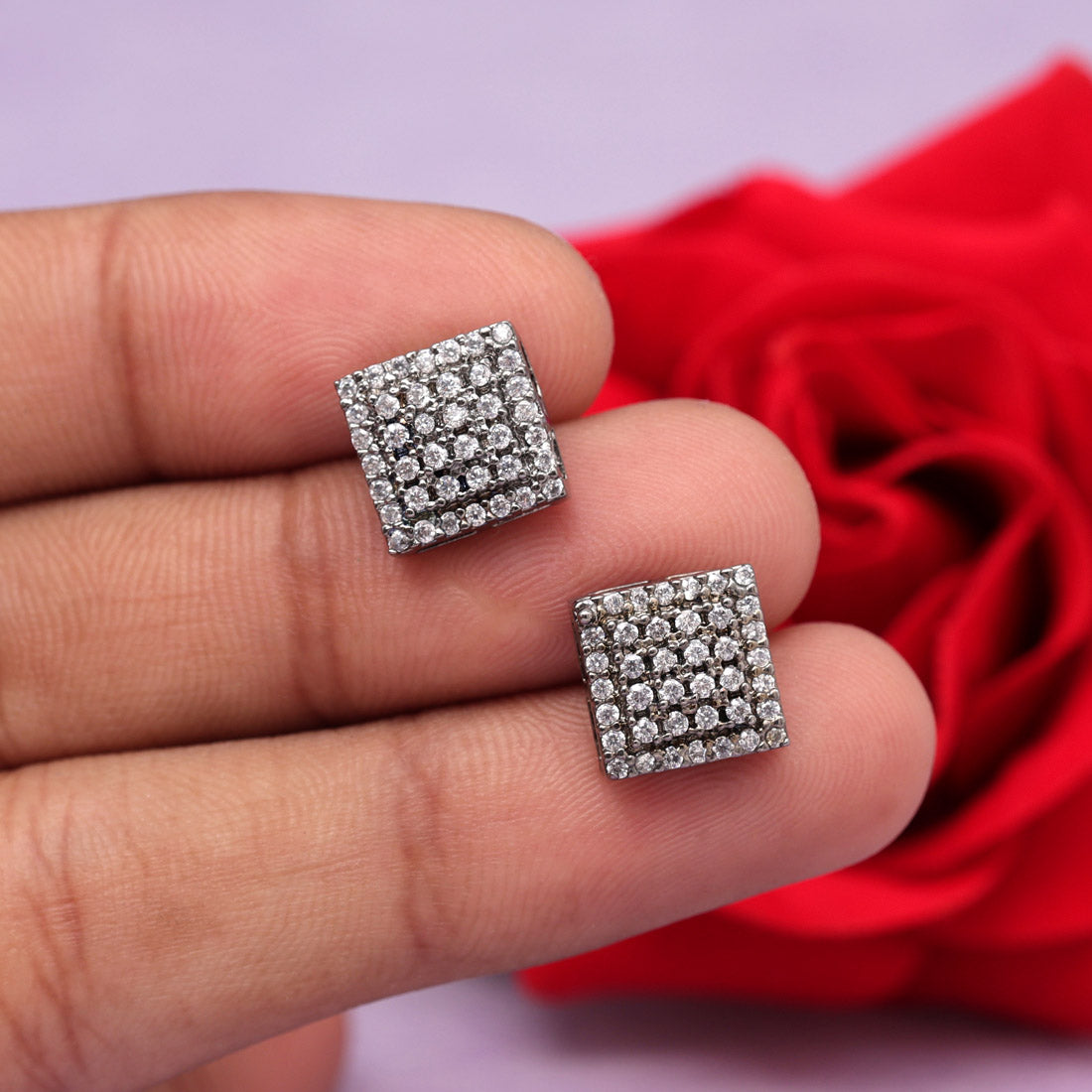 Silver Color American Diamond Stud Earrings Combo Of 6 Pairs (ADSE183CMB)