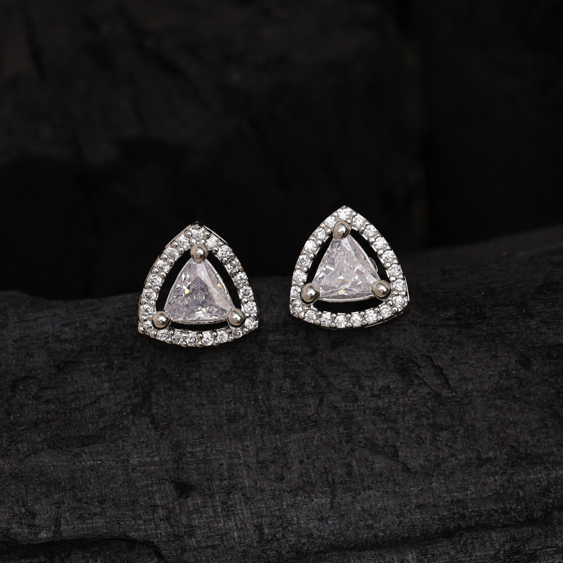 Silver Color American Diamond Stud Earrings Combo Of 6 Pairs (ADSE185CMB)