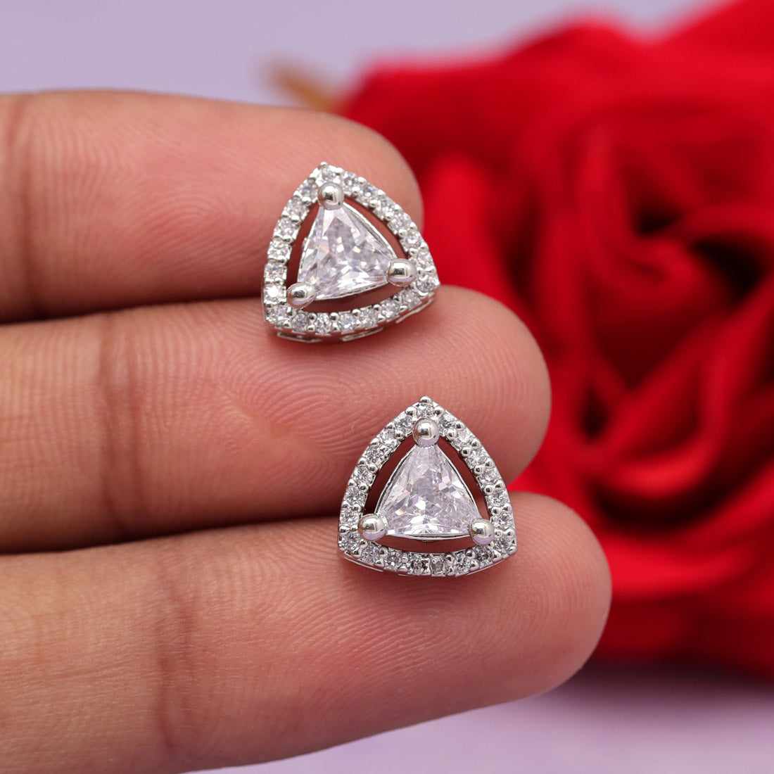 Silver Color American Diamond Stud Earrings Combo Of 6 Pairs (ADSE185CMB)