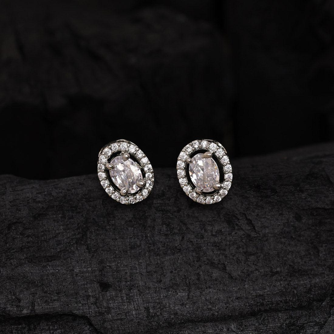 Silver Color American Diamond Stud Earrings Combo Of 6 Pairs (ADSE186CMB)