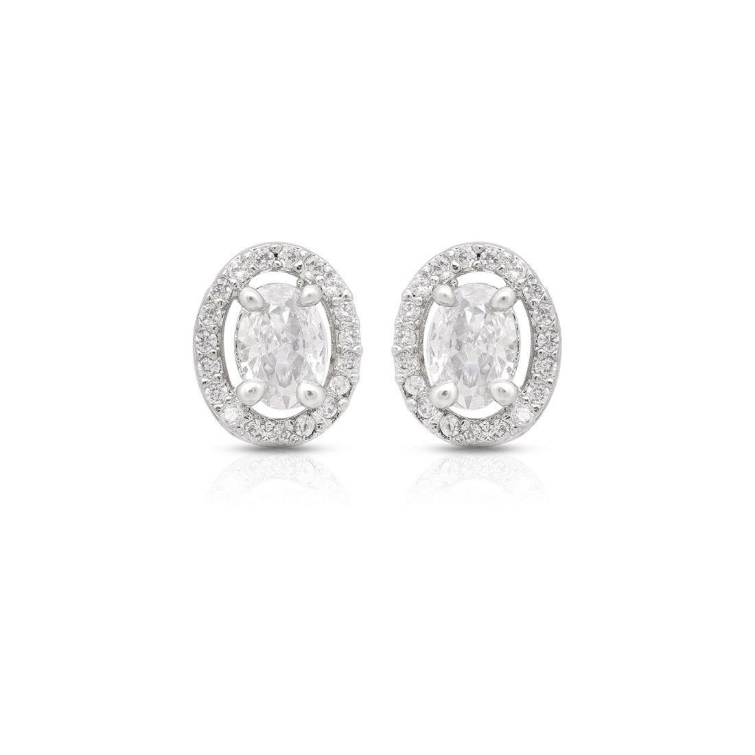 Silver Color American Diamond Stud Earrings Combo Of 6 Pairs (ADSE186CMB)