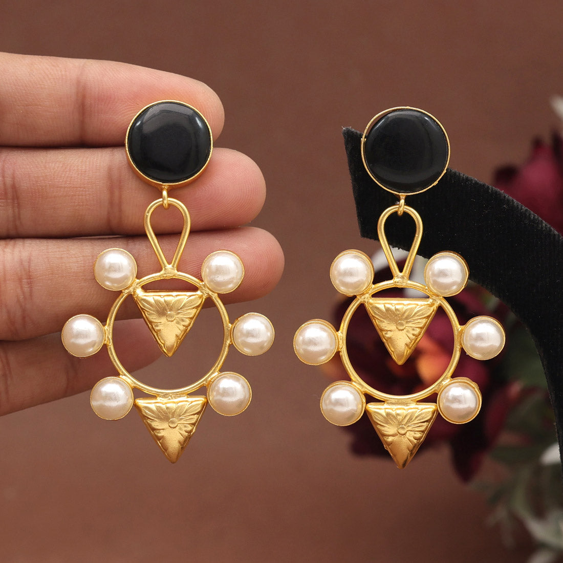 Black Color Amrapali Earrings (AMPE404BLK)