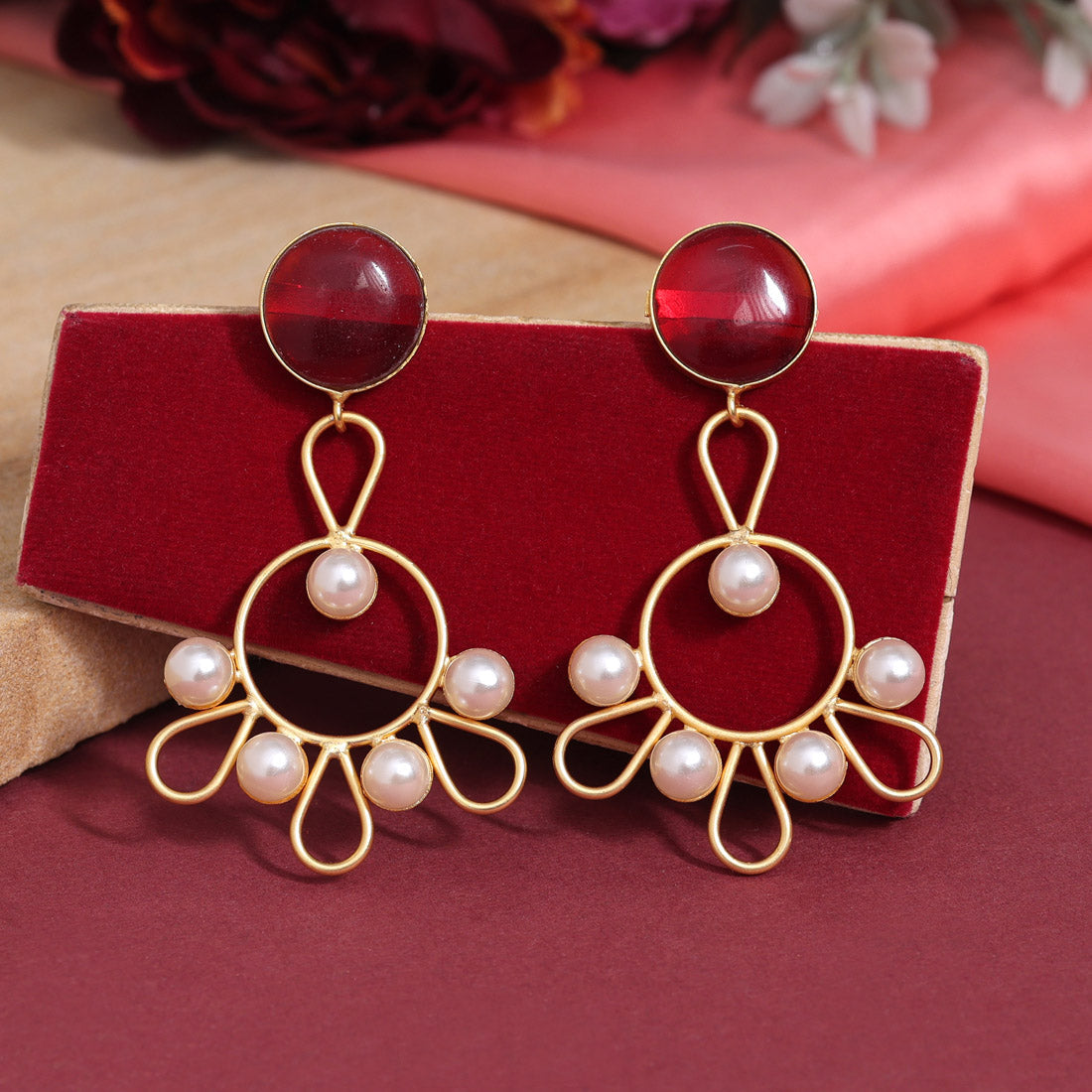 Maroon Color Amrapali Earrings (AMPE405MRN)
