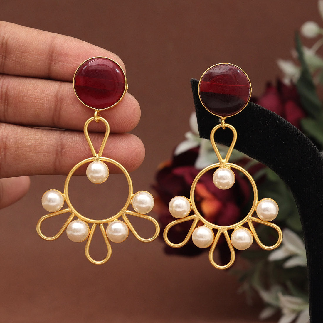 Maroon Color Amrapali Earrings (AMPE405MRN)